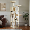 180 cm Large Green Cat Tree for Multi-Cat Homes, 2 Condos, Hammock, 2 Padded Perches, Sisal Scratching Posts & Ramp