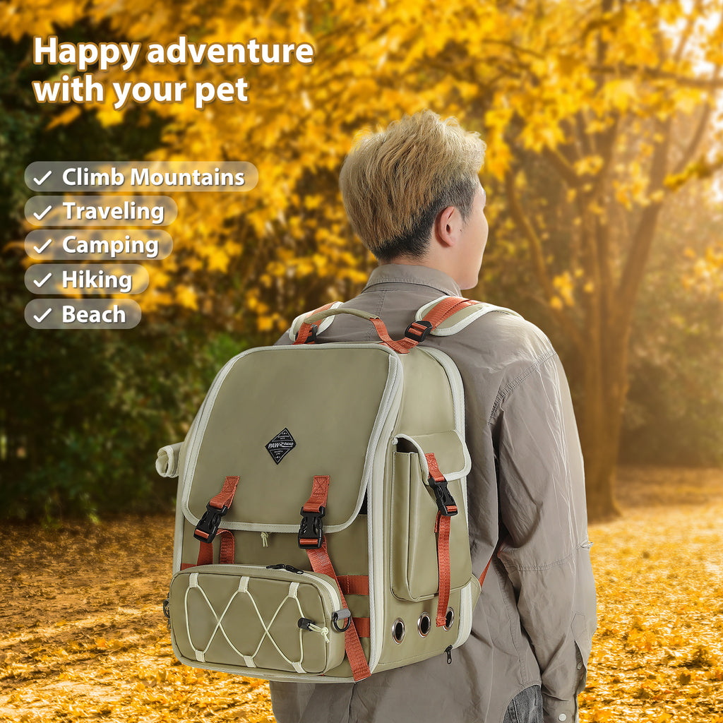 Expandable Pet Carrier Backpack for Cats & Small Dogs up to 9 kg, Ventilated Travel Tent with Safety Lead