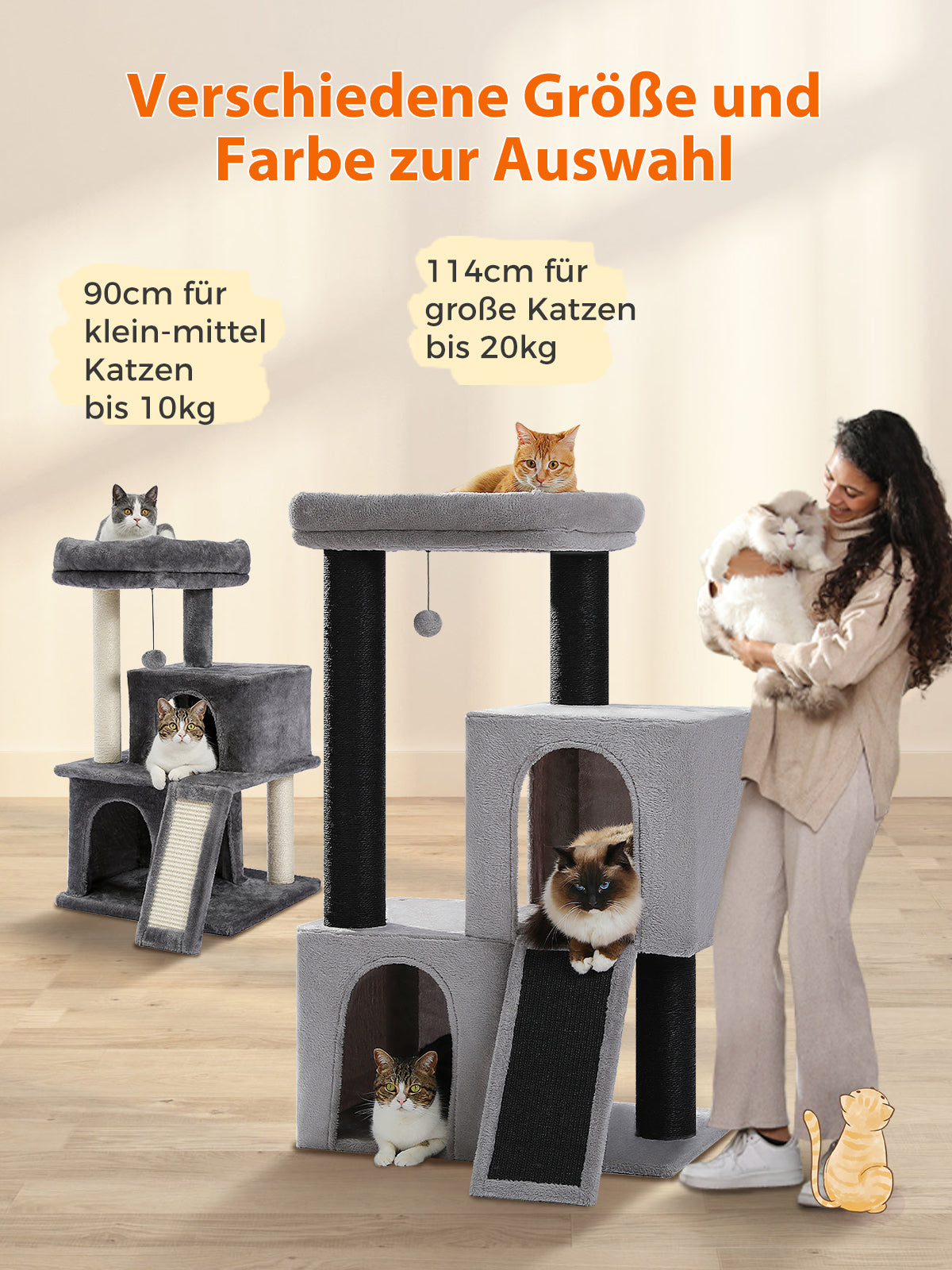 Pink Flower Cat Tower with 2 Hideaway Condos, Soft Flower Perch & Hanging Toy – 73 cm