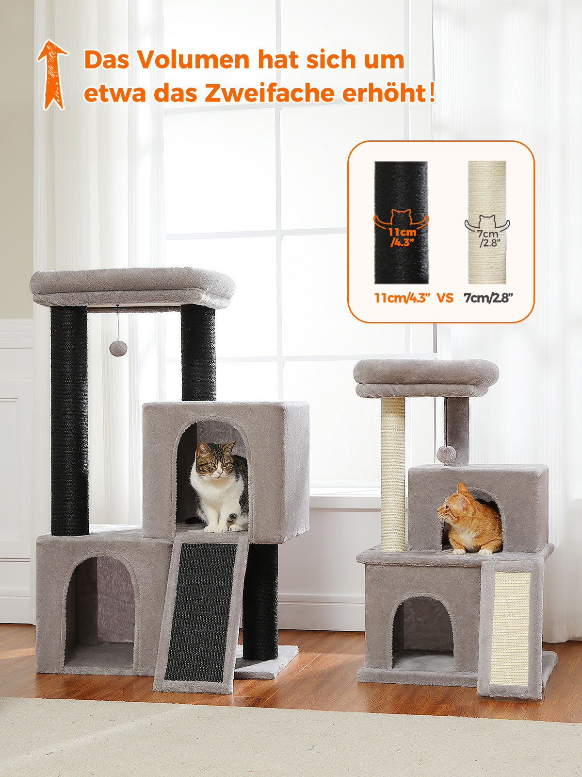 Pink Flower Cat Tower with 2 Hideaway Condos, Soft Flower Perch & Hanging Toy – 73 cm