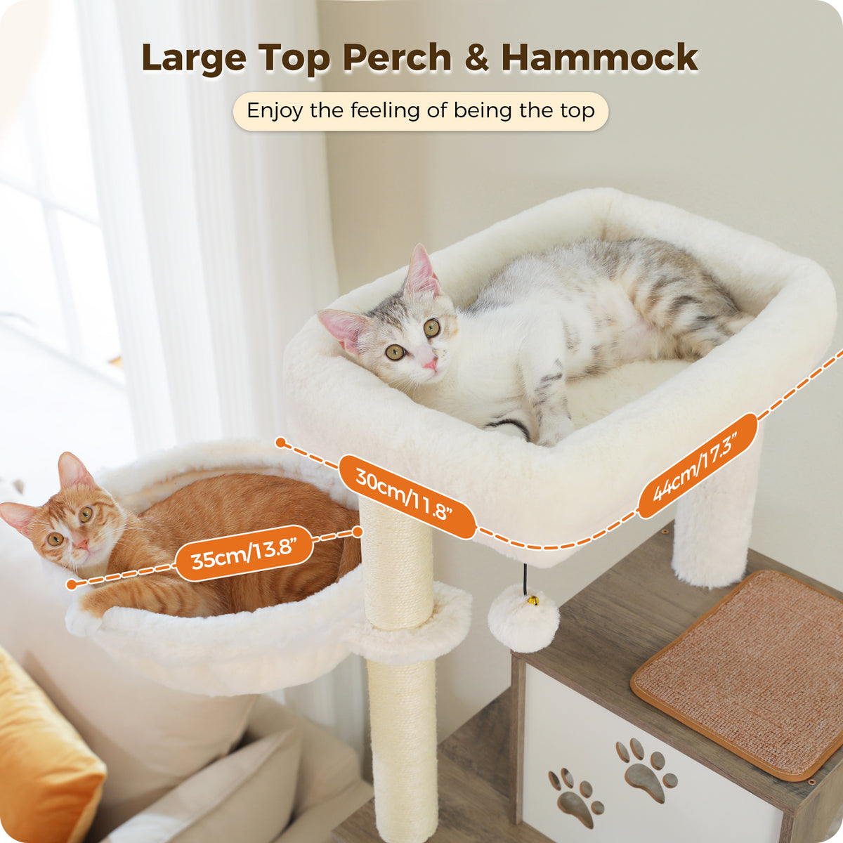 190 cm Tall Multi-Level Cat Tree with Large Condo, Hammocks, Feeding Station & Sisal Scratchers – Rustic Grey