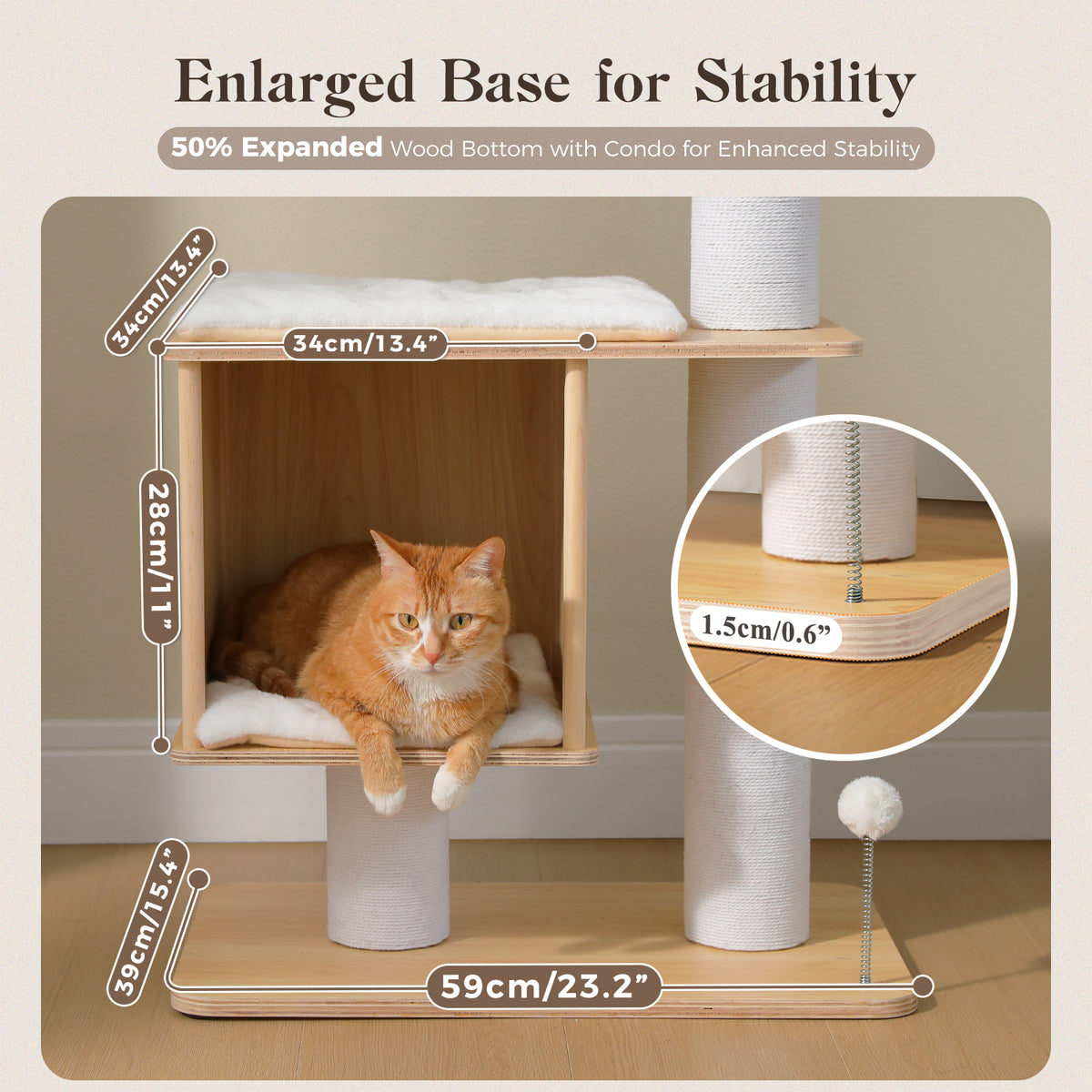 5-Tier Floor-to-Ceiling Cat Tree with Sisal Posts, Condo & Acrylic Capsule – 232–284 cm / 91.3–111.8 in, White