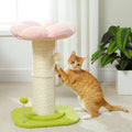 Pink Flower Cat Scratching Post with Detachable Washable Perch, 60 cm Tall Sisal Scratcher & Two Interactive Toys