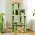 116 cm Multi-Level Cat Tree with Sisal Scratching Posts, Two-Door Cat Cave, Hammock & Washable Top Bed