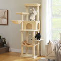 7-Level Cat Tree for Multi-Cat Homes with Condo, Hammock & Twin Perches – 186 cm / 73.2 in, Grey or Cream