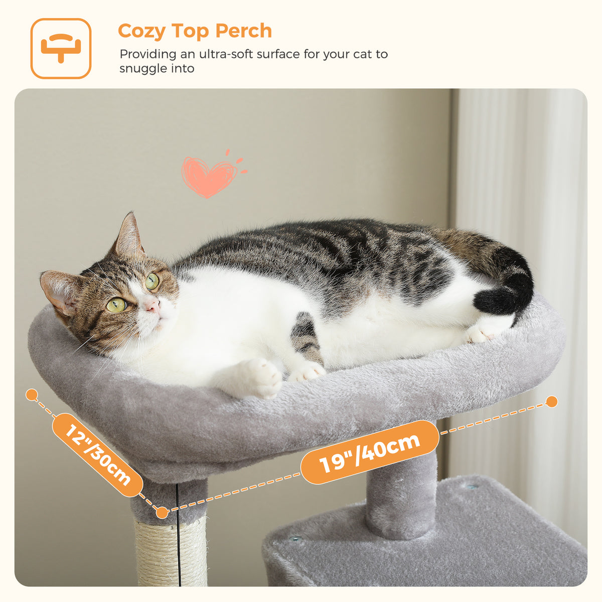 116 cm Multi-Level Cat Tree with Sisal Scratching Posts, Two-Door Cat Cave, Hammock & Washable Top Bed