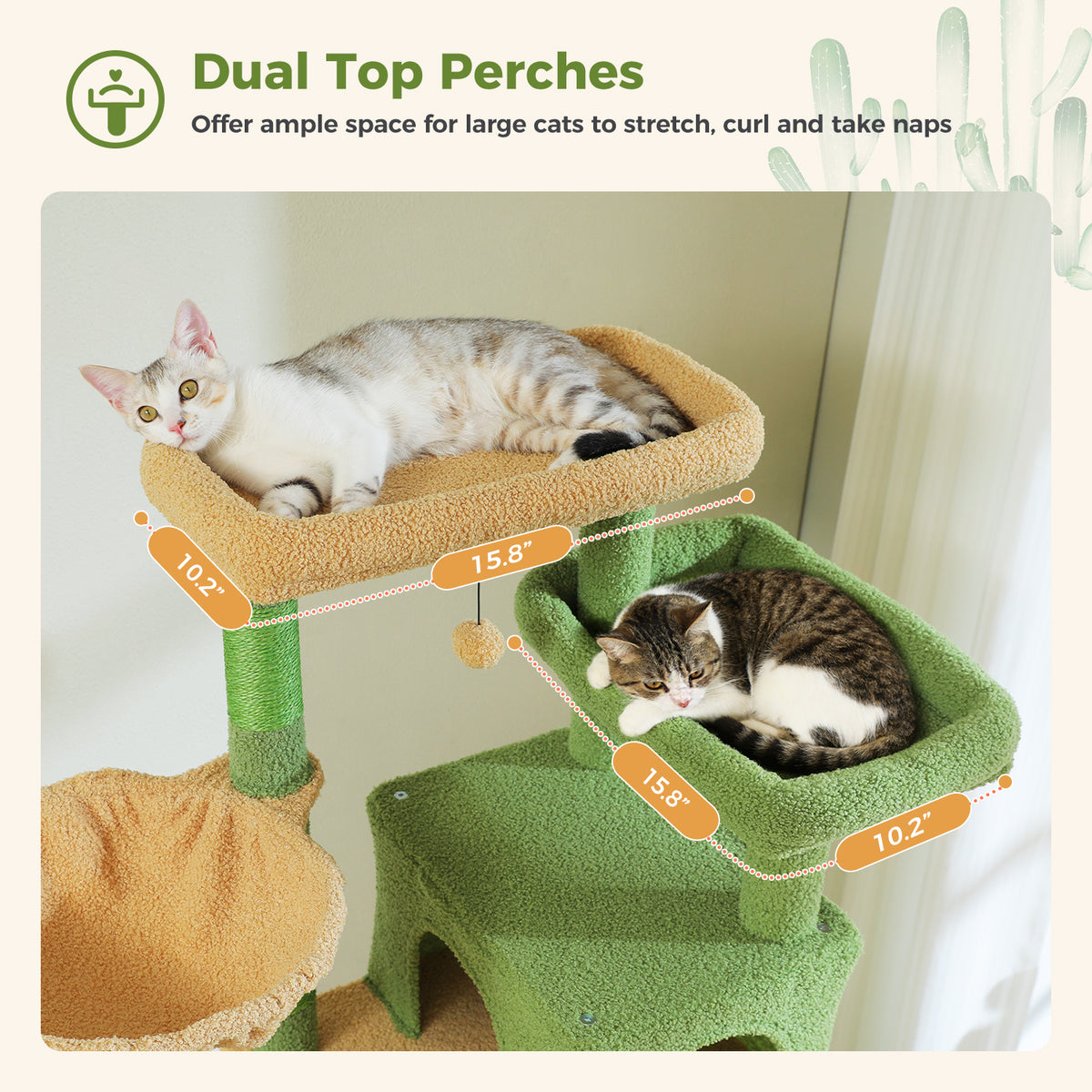 5-Tier Cat Tree with 2 Condos, Hammock, Sisal Scratching Posts & Wall Anchor – Green, 175 cm