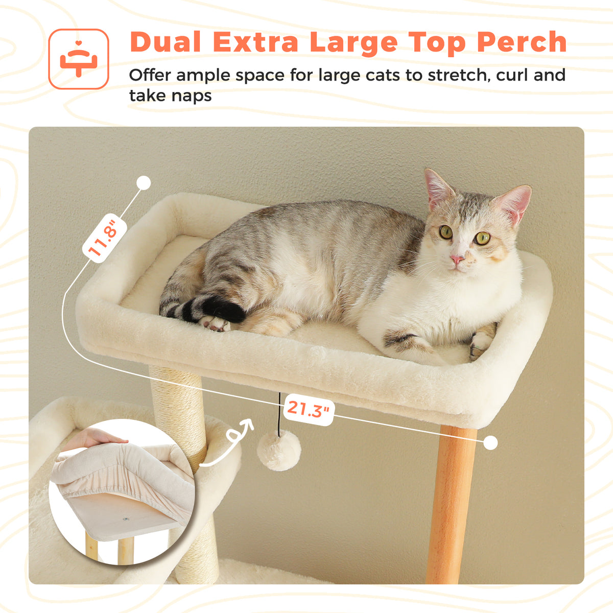 186 cm / 73.2 in Multi-Level Cat Tree with Twin Top Perches, Condo & Hammocks