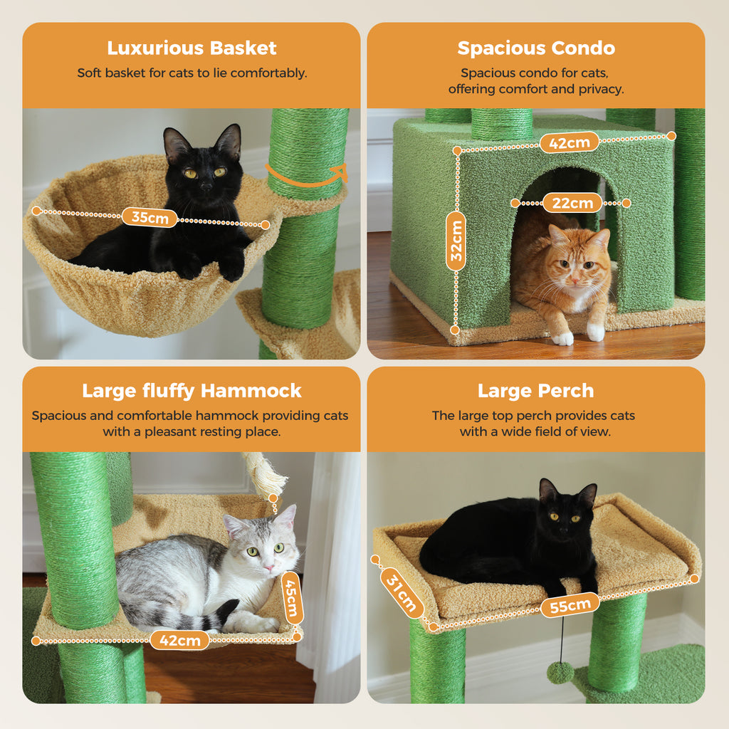 169 cm XXL Multi-Level Cat Tree with 3 Hammocks, Condo, Sisal Scratchers & Top Perch Colour variations