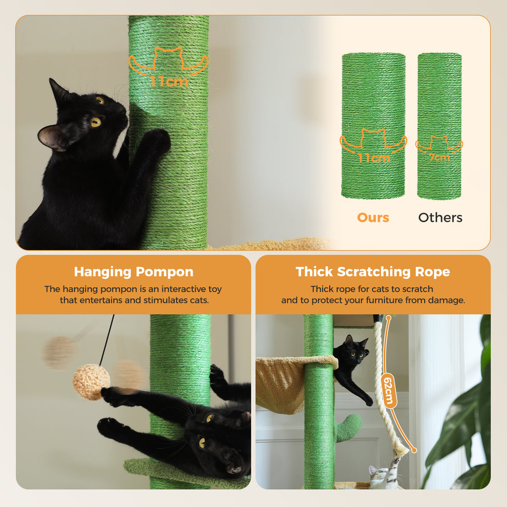 169 cm XXL Multi-Level Cat Tree with 3 Hammocks, Condo, Sisal Scratchers & Top Perch Colour variations