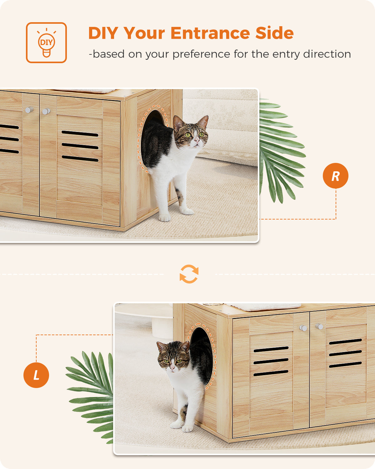 Multi-Level Cat Tree with Hidden Litter Tray, Scratching Posts & Hammock – 121 cm