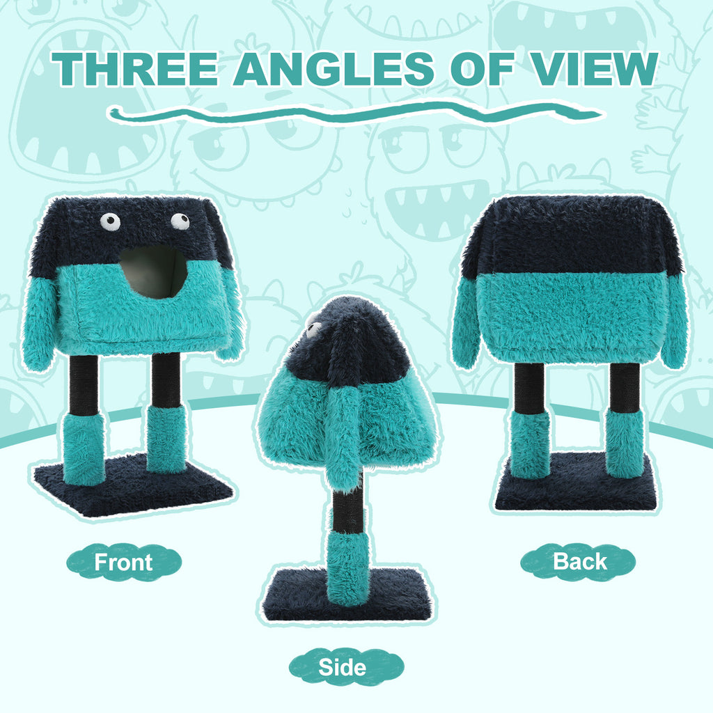 2-in-1 Detachable Monster Cat Tree with Cosy Condo & Sisal Scratching Posts – Teal Blue, 75 cm