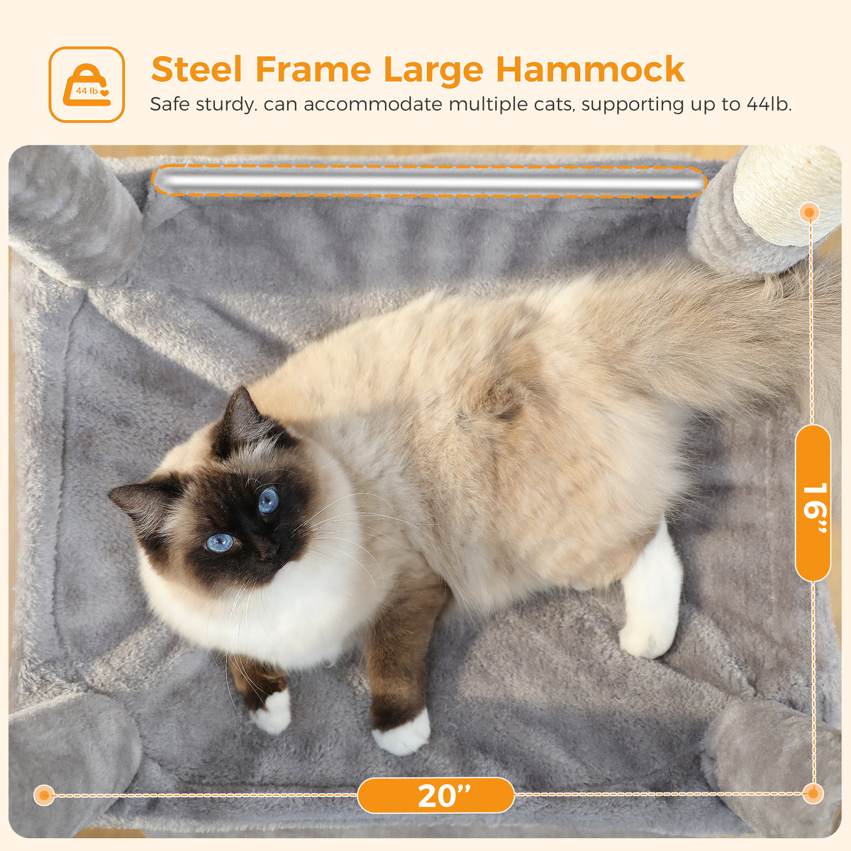 143 cm Tall Cat Tree with 4 Sisal Scratching Posts, Two-Door Cat Cave, Hammock & Washable Top Bed
