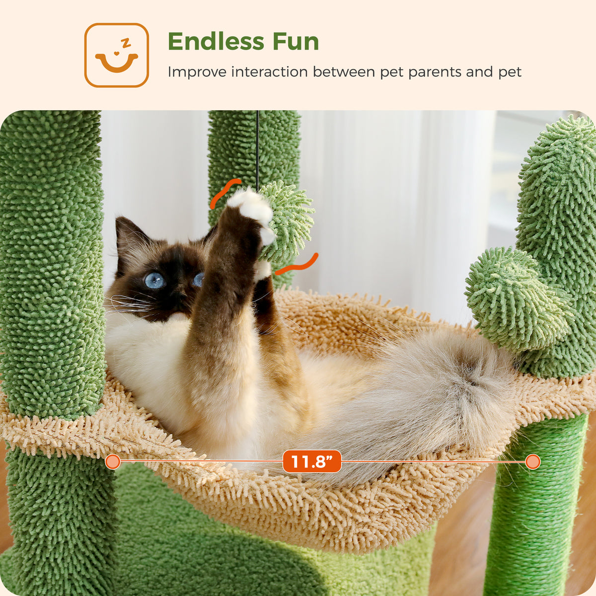 Compact 83 cm Cat Tree with Condo, Hammock, Sisal Scratching Post & Top Perch – Green