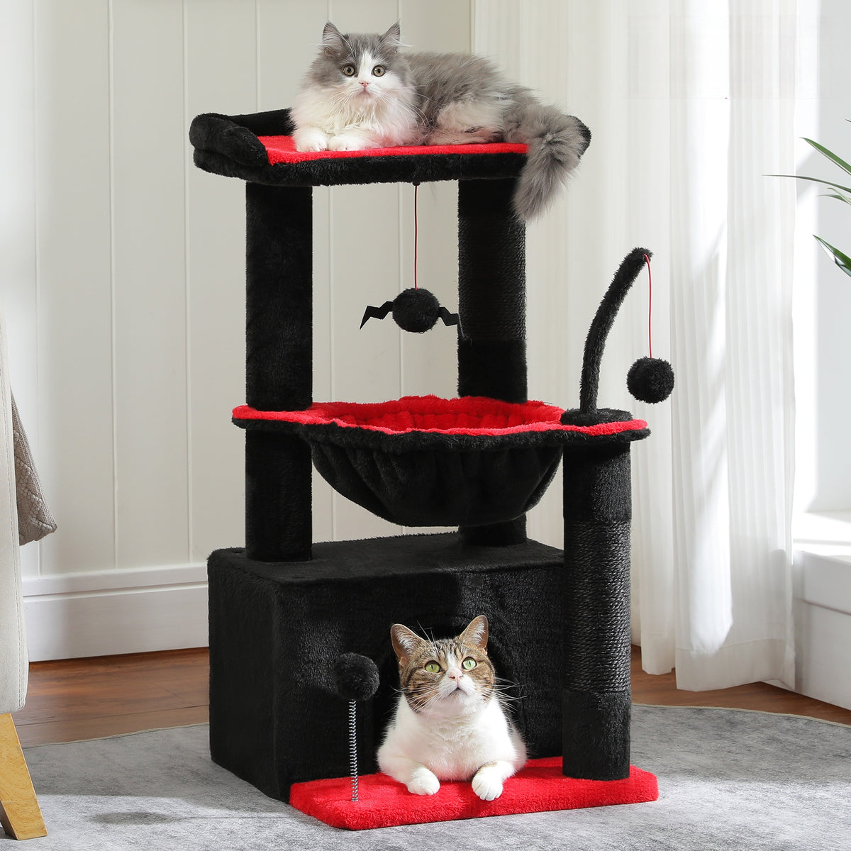 Compact 83 cm Cat Tree with Condo, Hammock, Sisal Scratching Post & Top Perch – Green