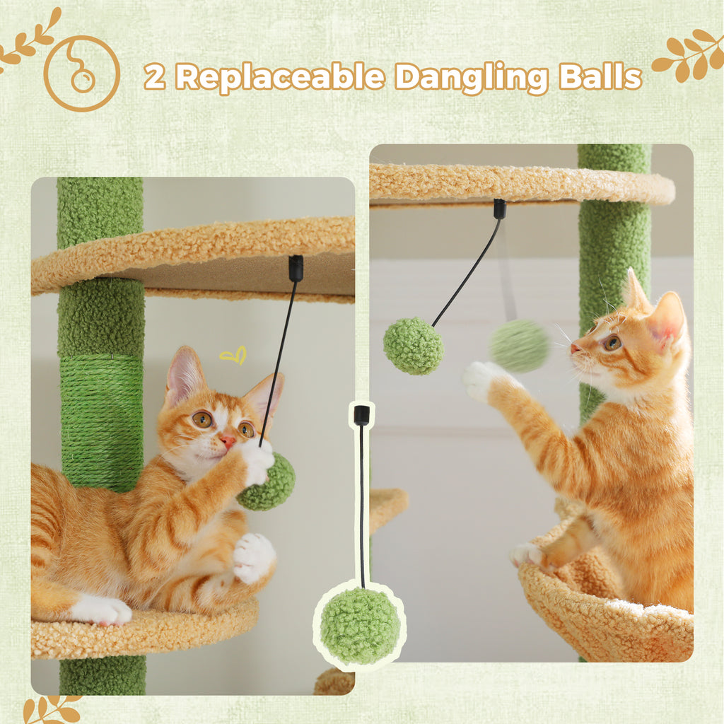 Floor-to-Ceiling Cat Tree, 230–252 cm Adjustable Cat Tower with 5 Sisal Scratching Posts, Hammock, Condo & Climbing Platforms