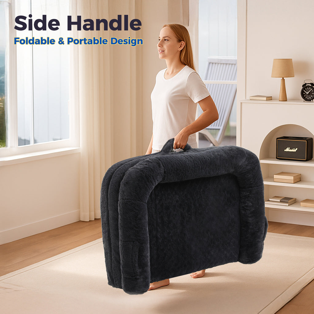 XL Human-Sized Pet Bed for Cats & Dogs – Foldable, Washable & Egg-Crate Foam, Grey