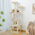 184 cm Floral Cat Tree with 3-Door Condo, XL Hammock, Sisal Scratch Posts & Flower Beds