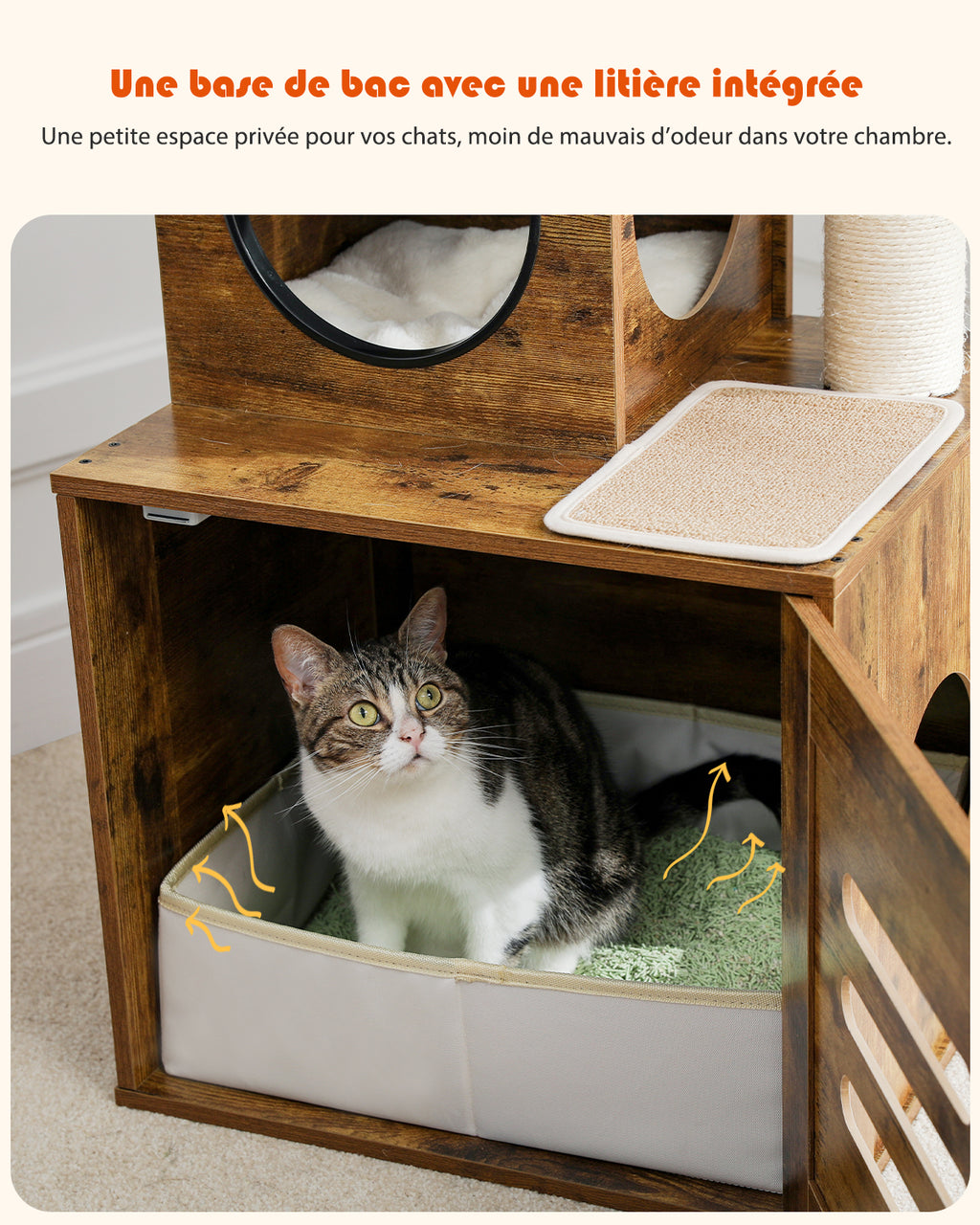 Floor-to-Ceiling Cat Tree with Litter Box Enclosure, 240–280 cm Adjustable Cat Tower, Condo, Hammock & Sisal Posts